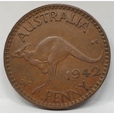 AUSTRALIA 1942I . ONE 1 PENNY . ERROR . HUGE PLANCHET FLAW
